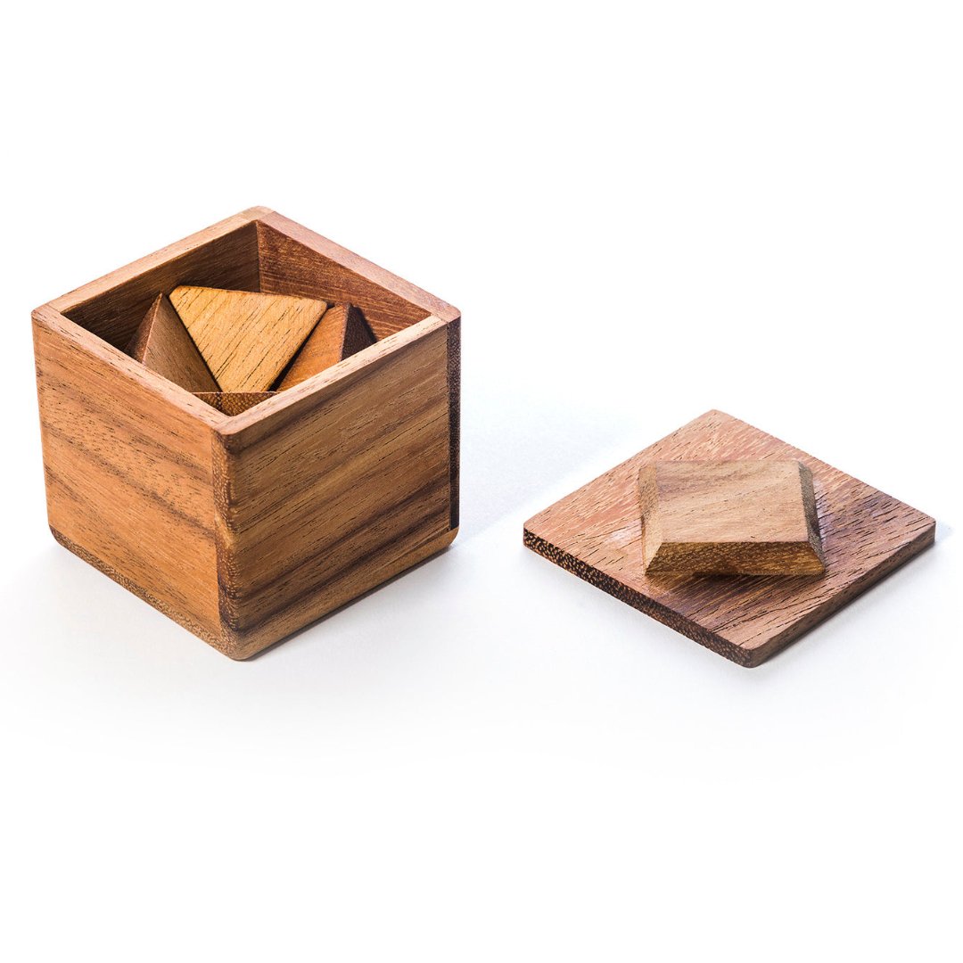 2 Pyramids In a Box - Wooden Brain Teaser Puzzle