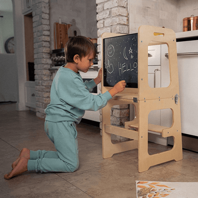 4 in 1 Kitchen Tower, Desk, Step Stool and Chalkboard