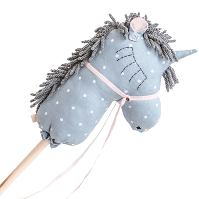 MINICAMP Unicorn Hobby Horse Stick Toy – Light Blue With Dots