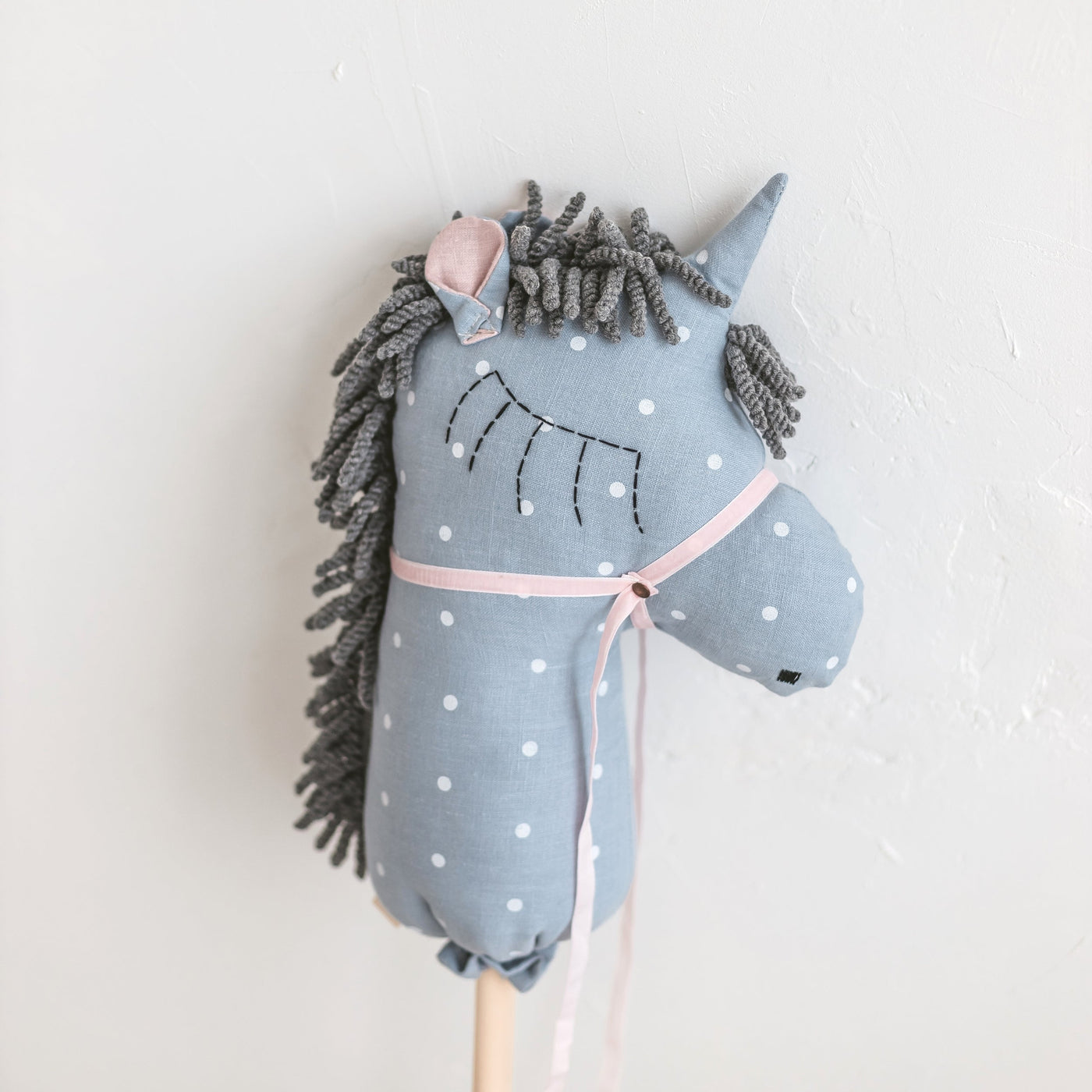 MINICAMP Unicorn Hobby Horse Stick Toy – Light Blue With Dots