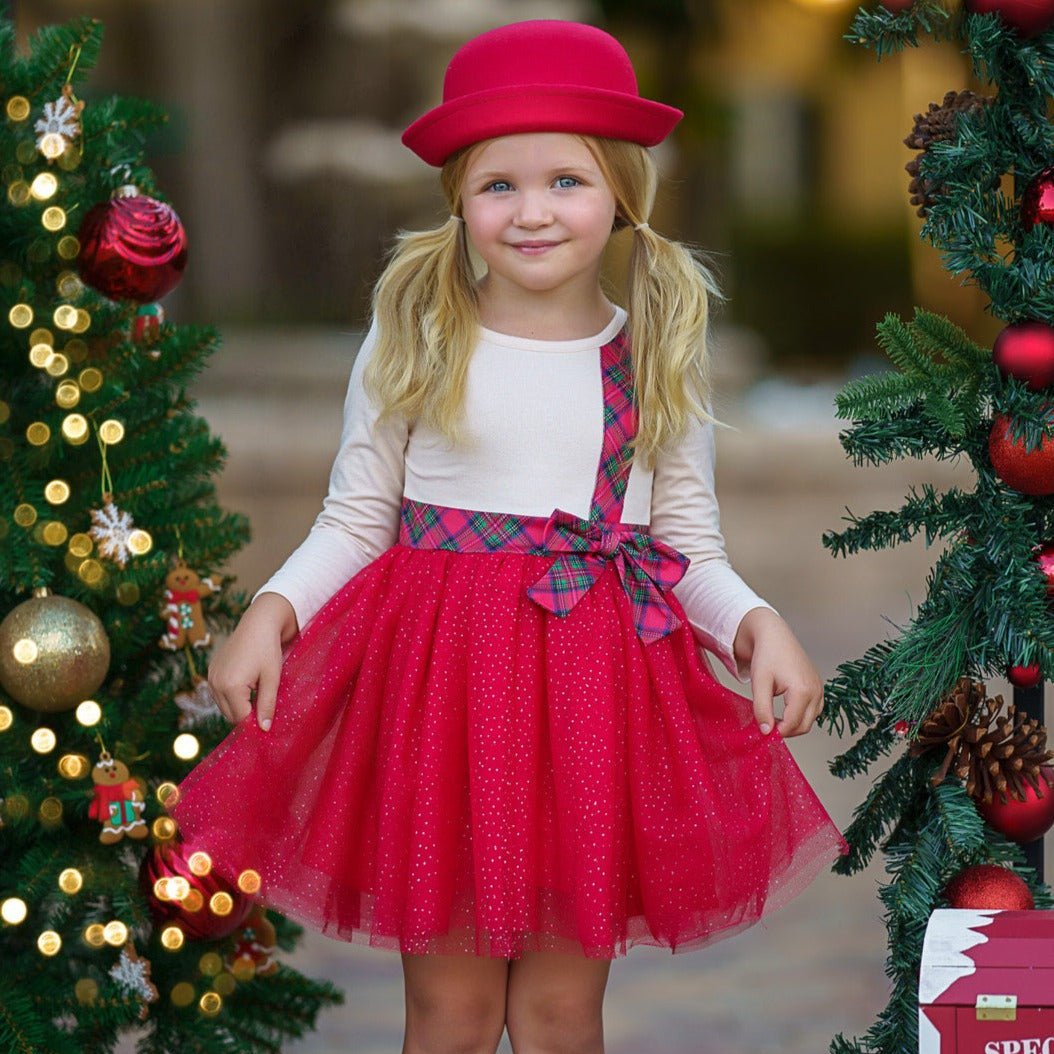 All That Glitters Plaid Bow Christmas Tutu Dress