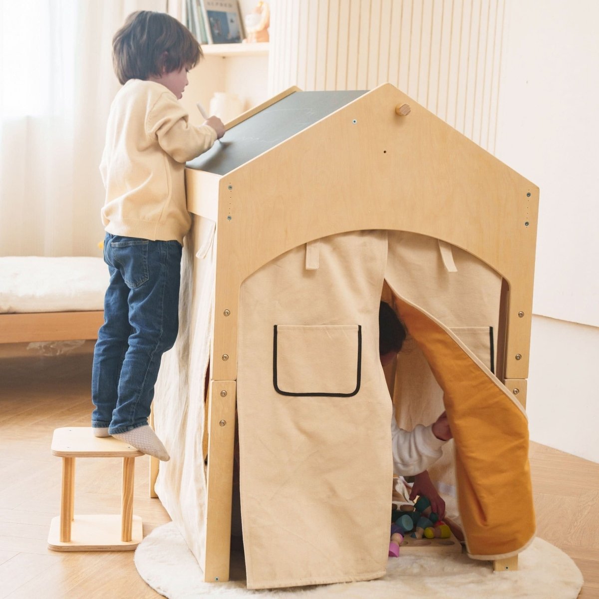 Ash - Wood Adjustable Learning Tent with Desk and Chair