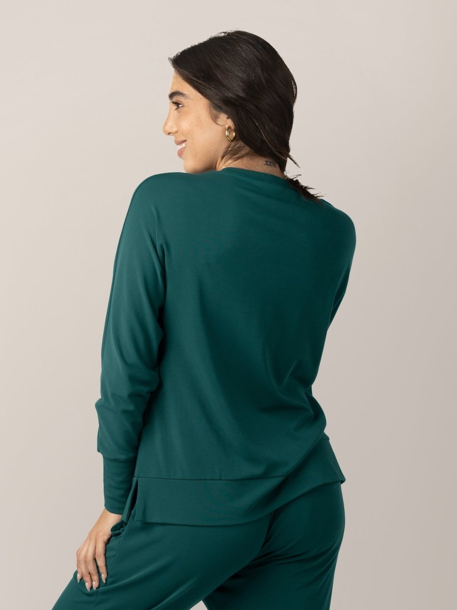 Bamboo Maternity & Nursing Crew Neck Sweatshirt - Evergreen