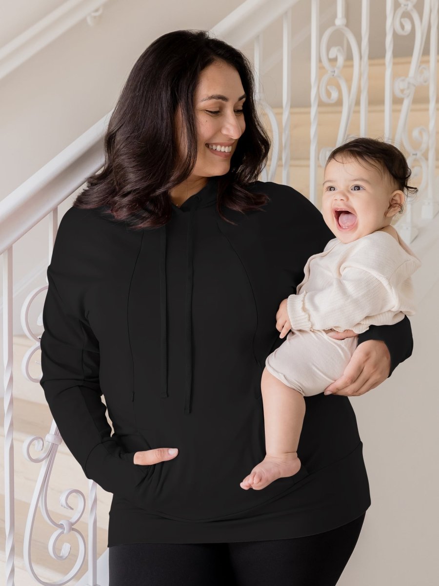 Bamboo Maternity & Nursing Hoodie - Black