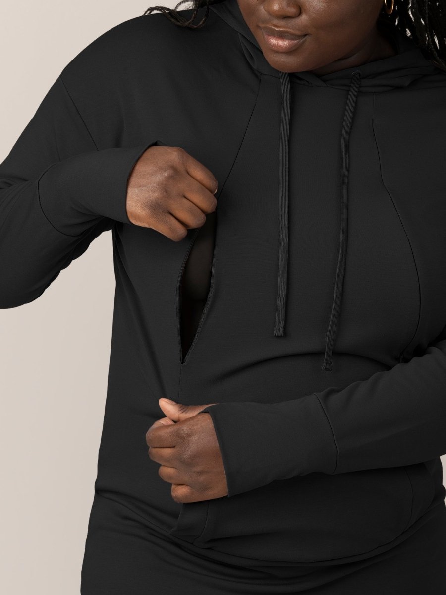 Bamboo Maternity & Nursing Hoodie - Black