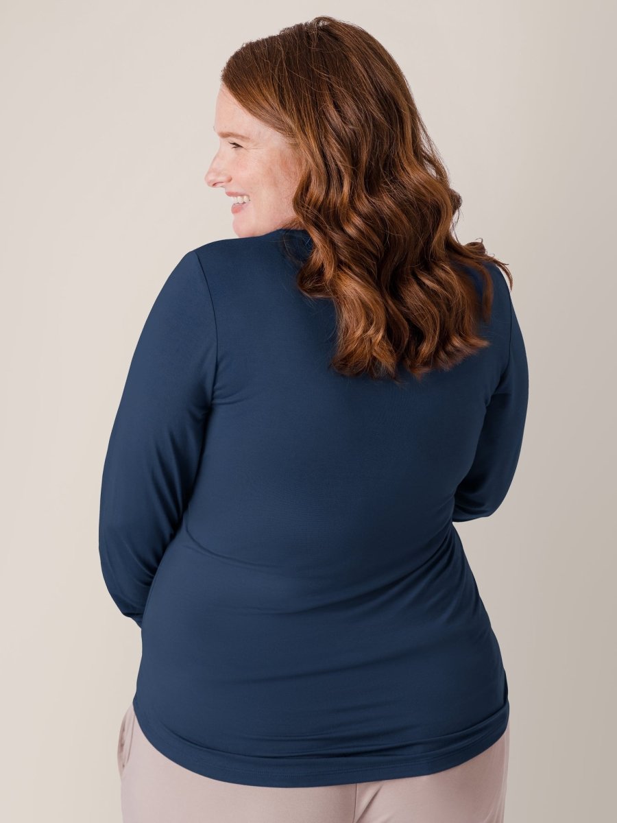 Bamboo Maternity & Nursing Long Sleeve T-shirt - Navy