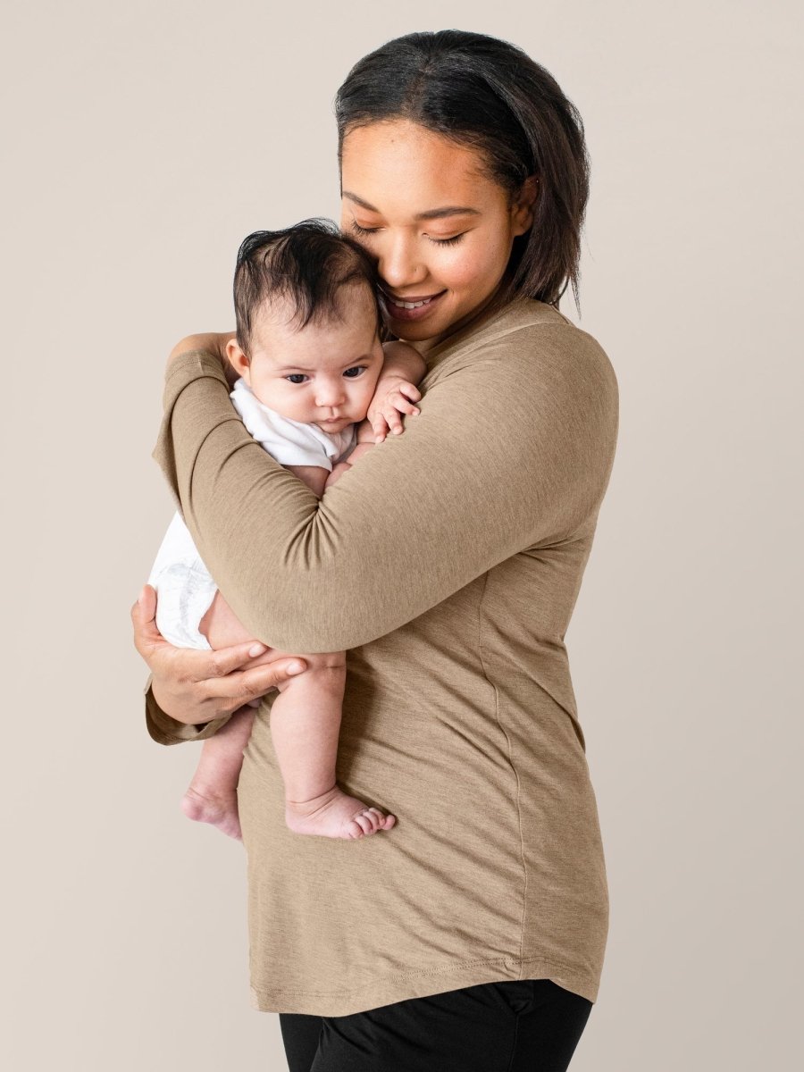 Bamboo Maternity & Nursing Long Sleeve T-shirt - Wheat