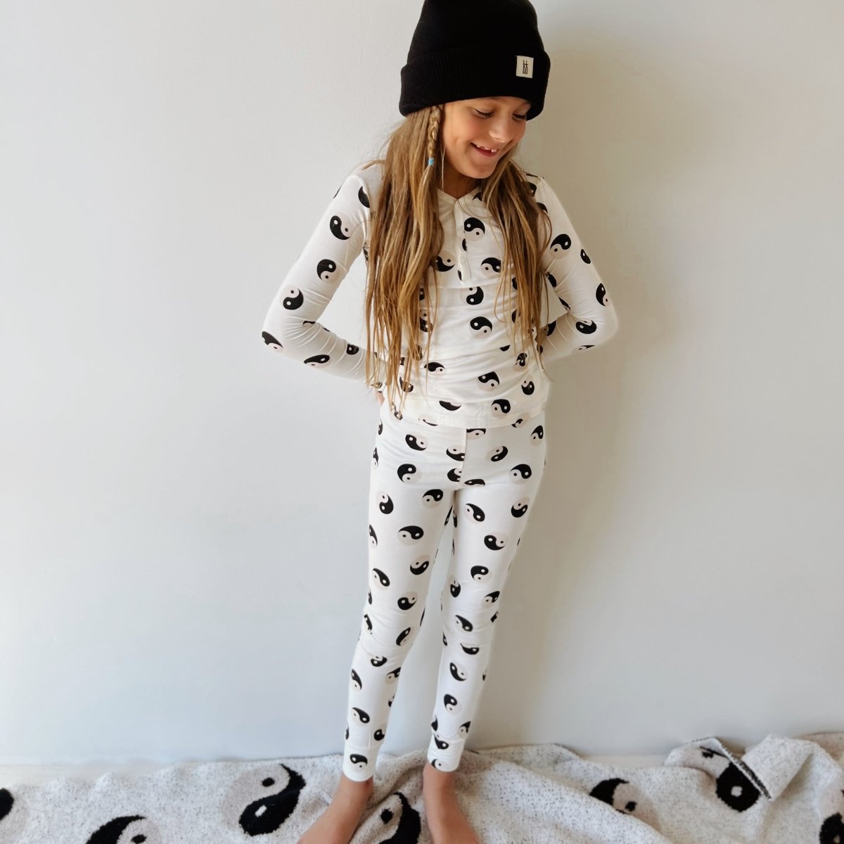 Bamboo Two Piece Pajamas - Black & White Yin Yang