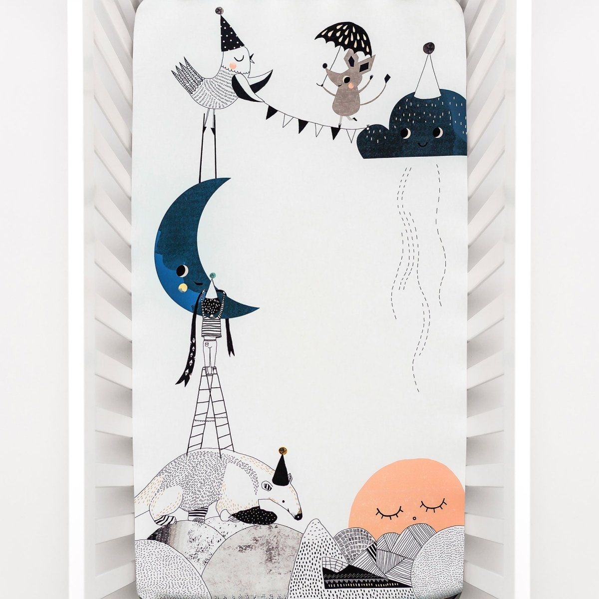 Crib sheet and Swaddle bundle - Moon's Birthday