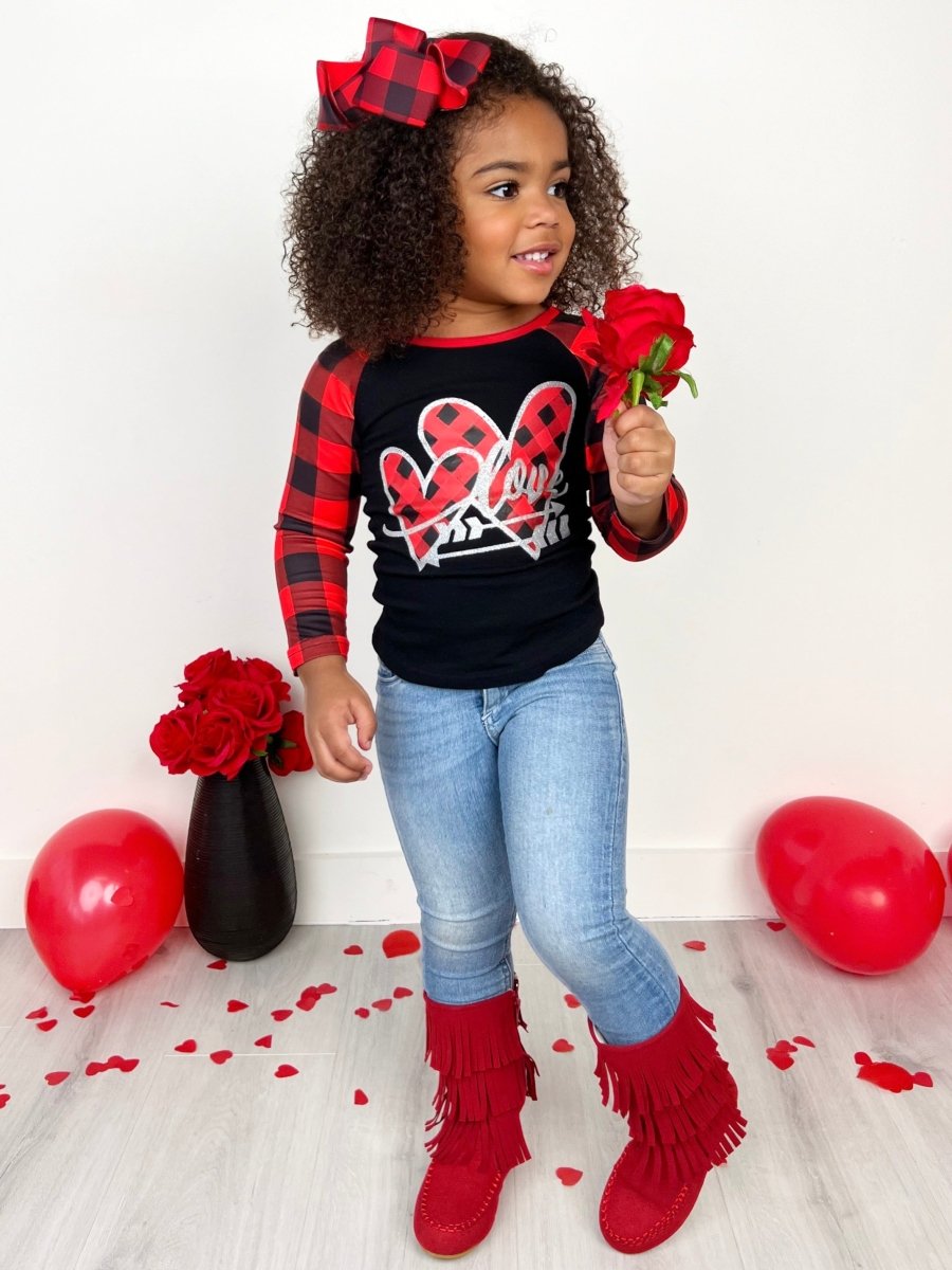 Cupid's Love Plaid Raglan Top