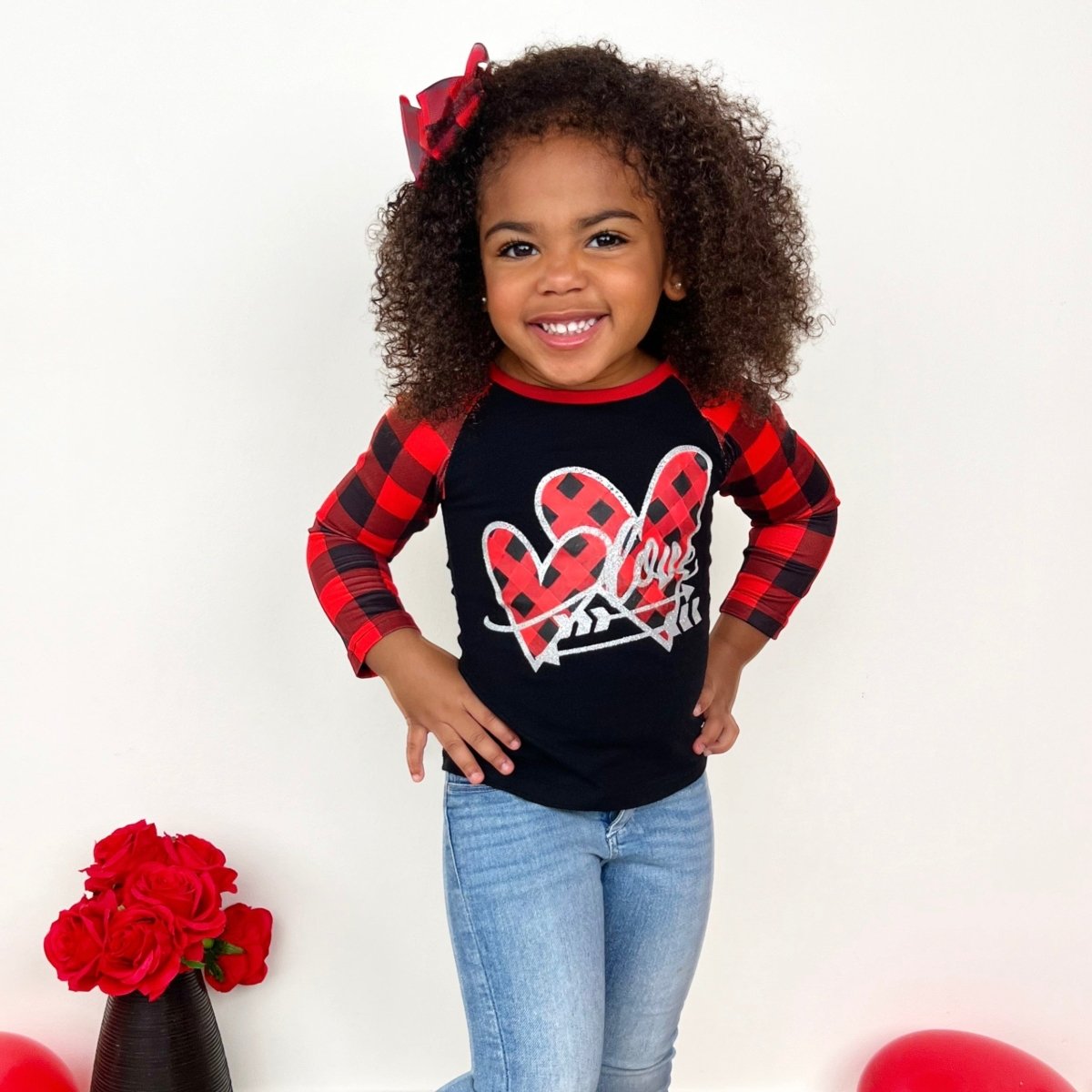 Cupid's Love Plaid Raglan Top