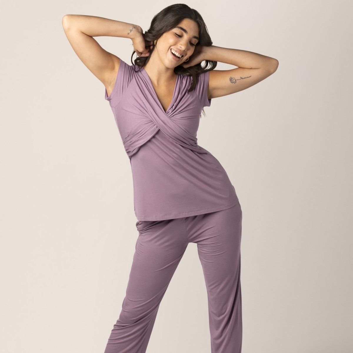 Davy Maternity & Nursing Pajama Set - Dusty Mauve