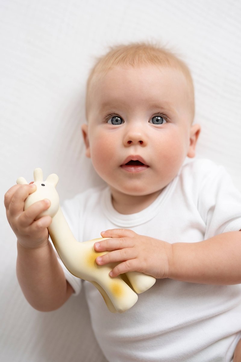 Giraffe Natural Organic Rubber Teether, Rattle & Bath Toy