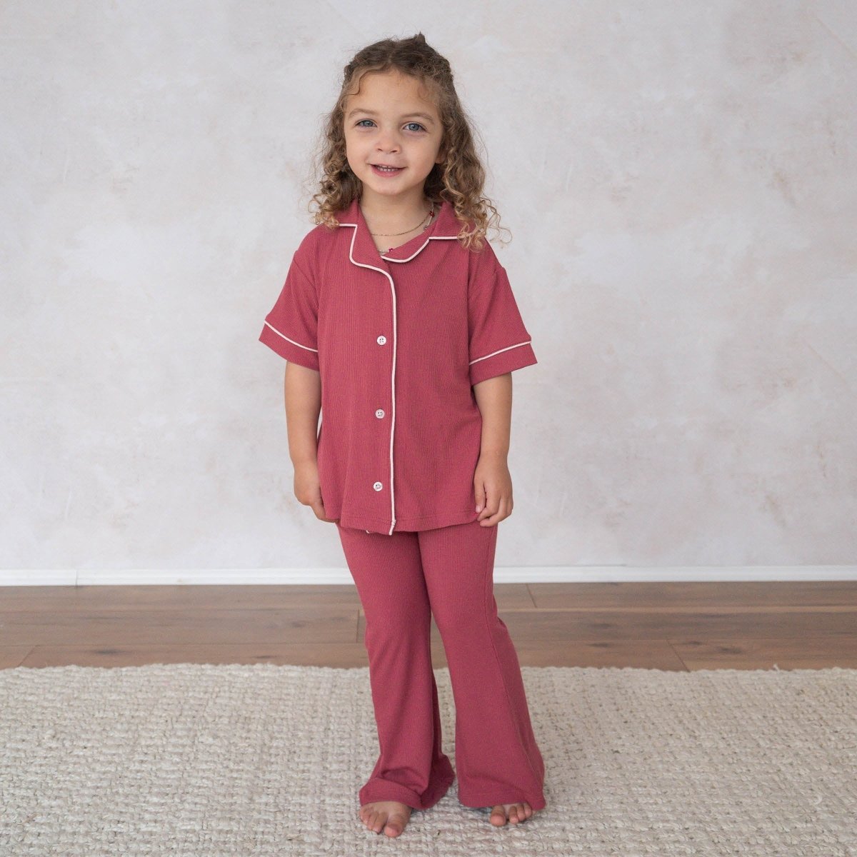 Girl's Flare Set - Berry Ribbed