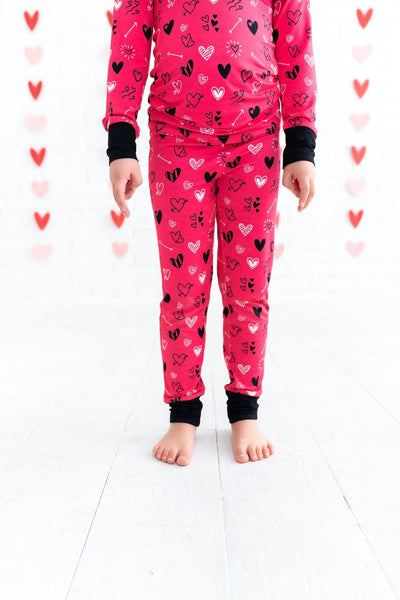 Heart Doodles Pink Bamboo 2-Piece Long Sleeve Set