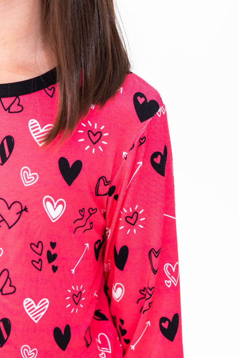 Heart Doodles Pink Bamboo 2-Piece Long Sleeve Set