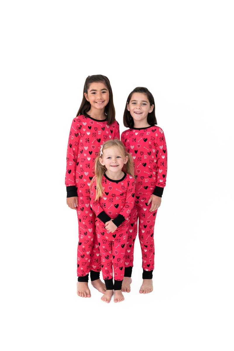 Heart Doodles Pink Bamboo 2-Piece Long Sleeve Set