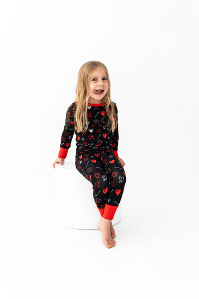 Heart Doodles Red Bamboo 2-Piece Long Sleeve Set