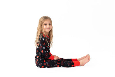 Heart Doodles Red Bamboo 2-Piece Long Sleeve Set