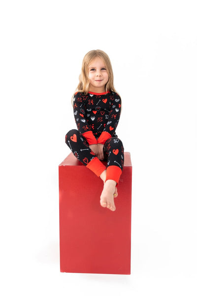 Heart Doodles Red Bamboo 2-Piece Long Sleeve Set