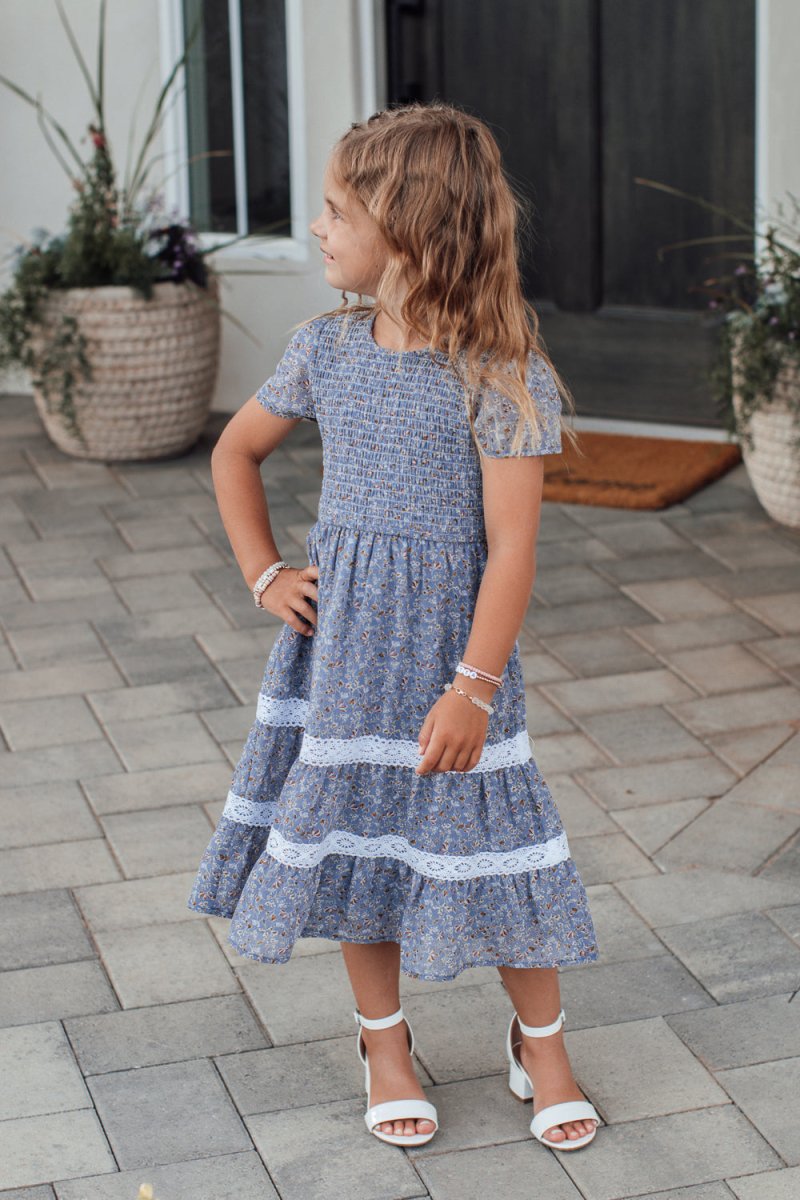 Isla Dress in Dusty Blue - Kids