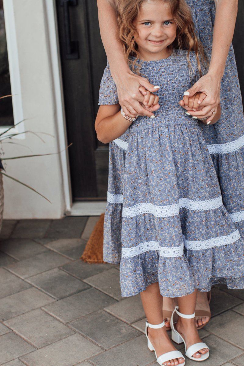 Isla Dress in Dusty Blue - Kids