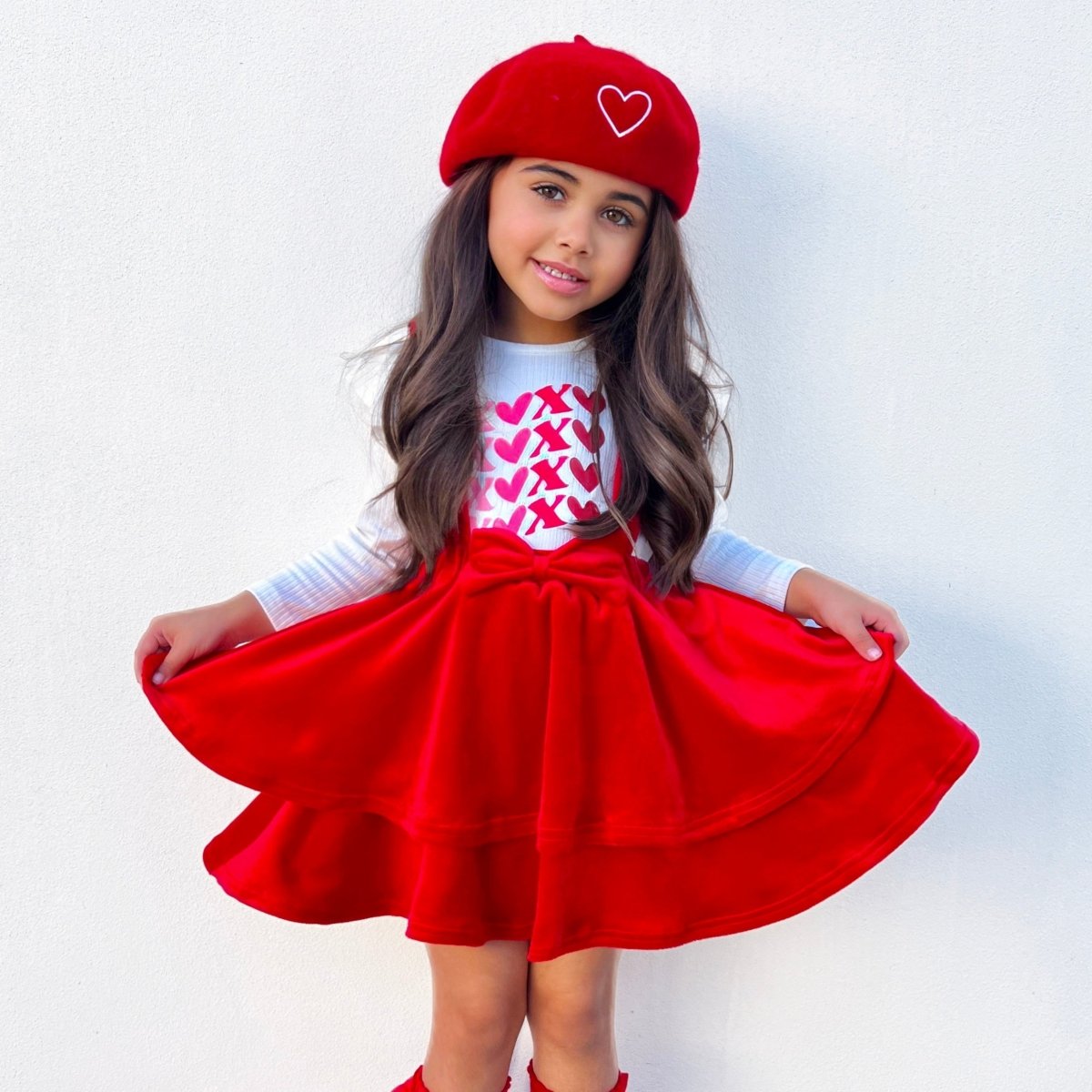 Little Velvet Valentine Overall Skirt Set