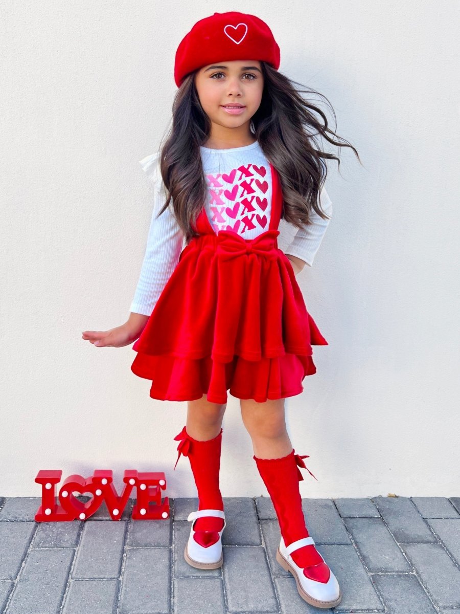 Little Velvet Valentine Overall Skirt Set