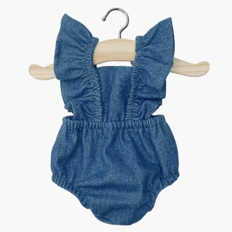 Lou Retro Romper in Light Blue Denim