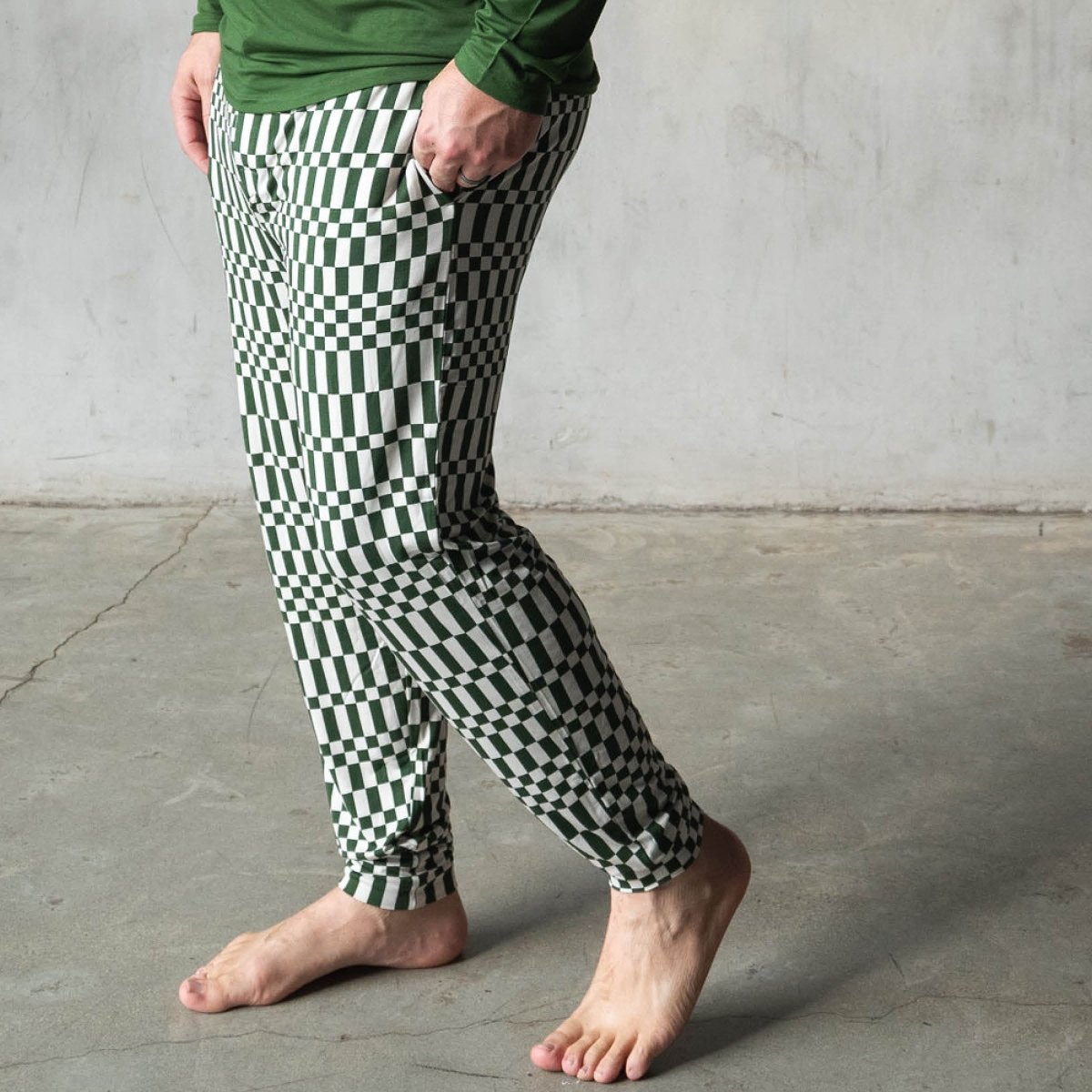 Mens Bamboo Jogger - Green Check