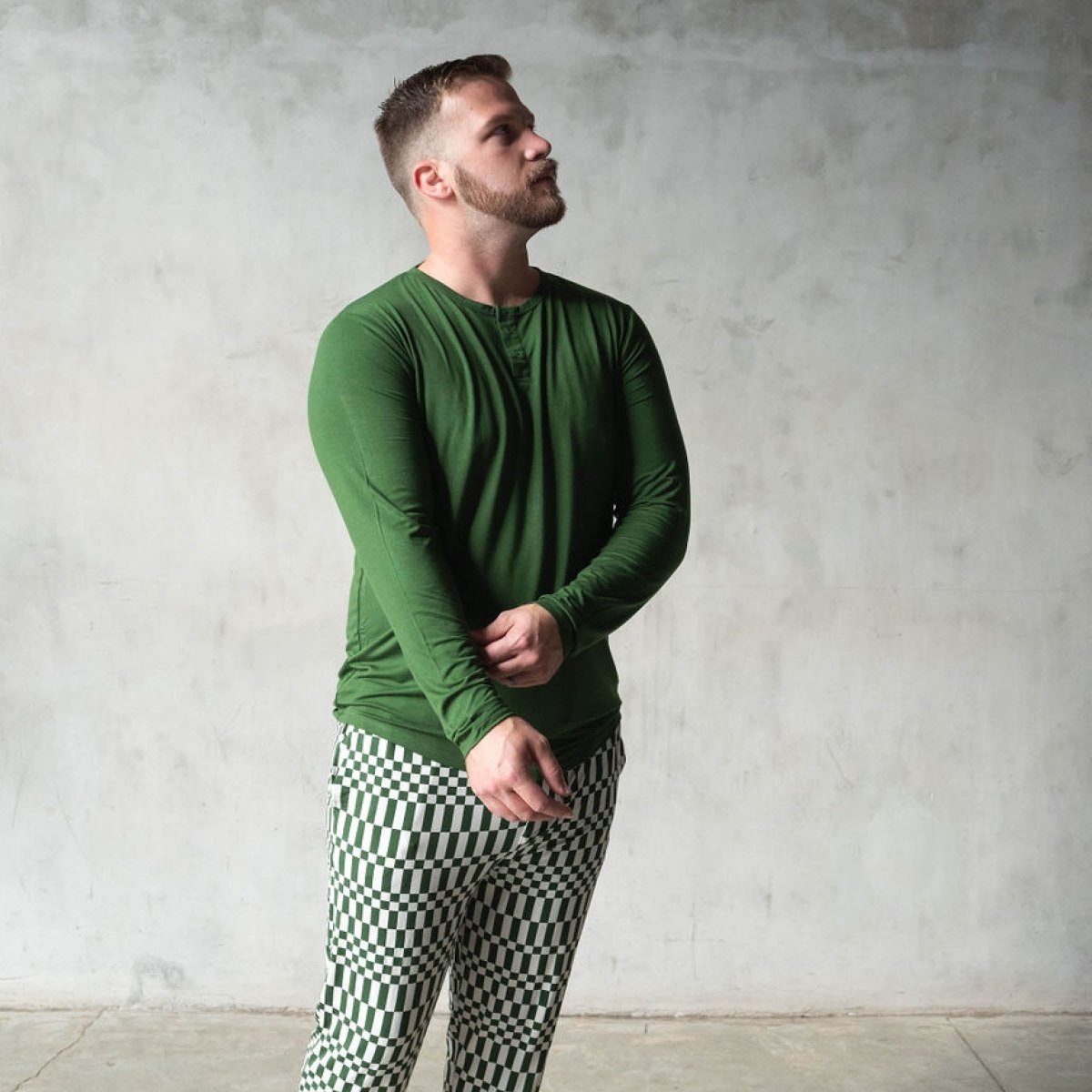 Mens Bamboo Jogger - Green Check