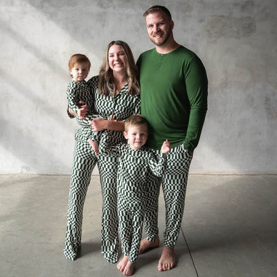 Mens Bamboo Jogger - Green Check