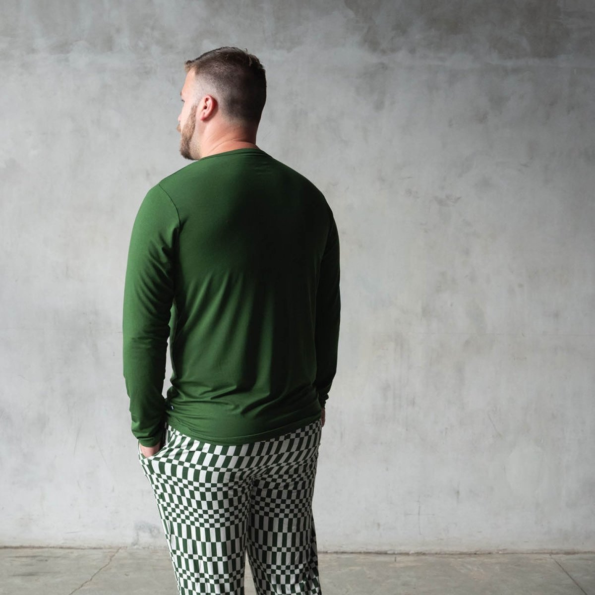 Mens Bamboo Jogger - Green Check