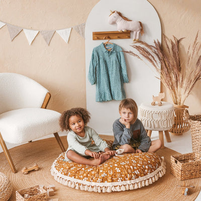 MINICAMP Kids Floor Cushion Seating Pouffe in Plant Pattern