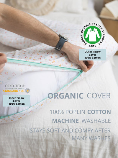 MINICAMP U Shape Maternity Pillow for Sleeping With GOTS Certified Cotton Cover and Kapok Filling in Milk White