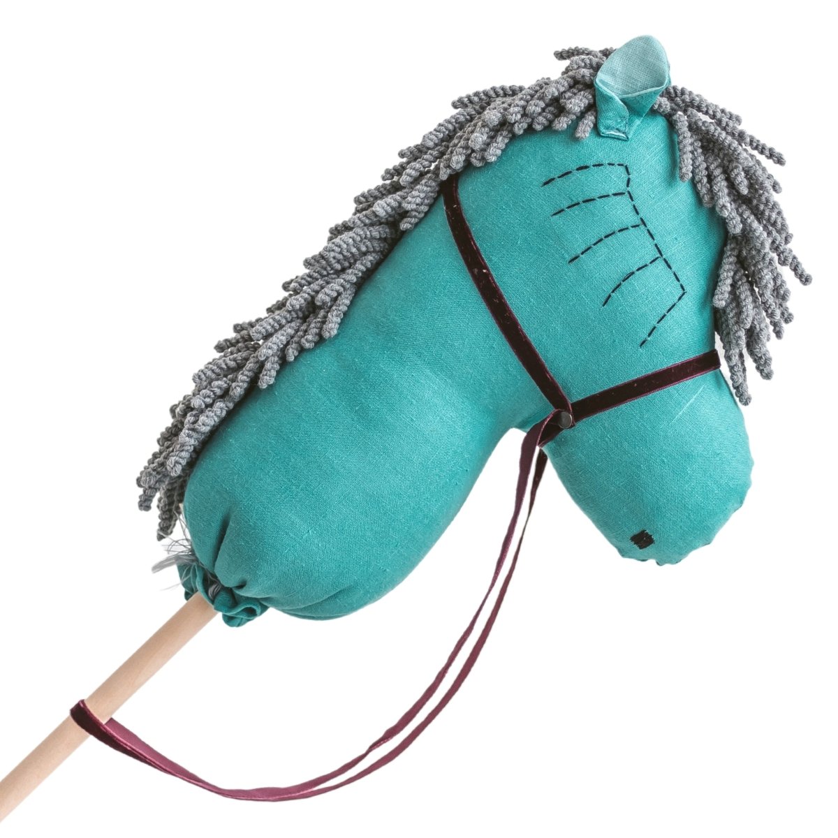 MINICAMP Unicorn Hobby Horse Stick Toy – Teal With Grey Hair