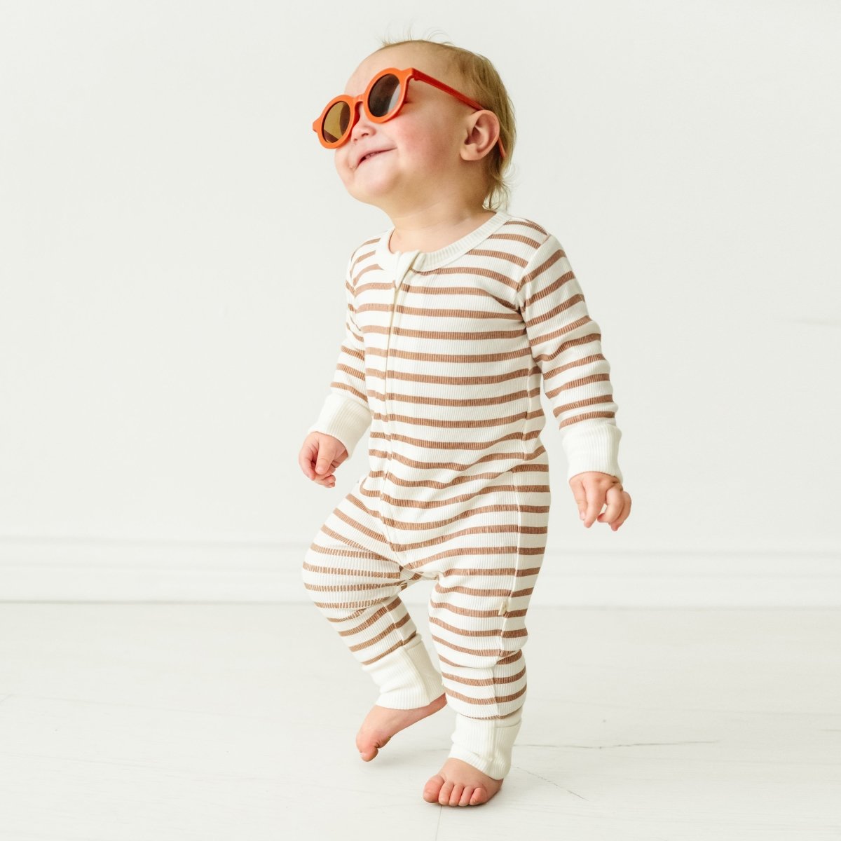 Organic Baby 2-Way Zip Romper - Stripes