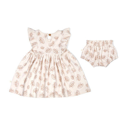 Organic Baby Flutter Dress - Seashells