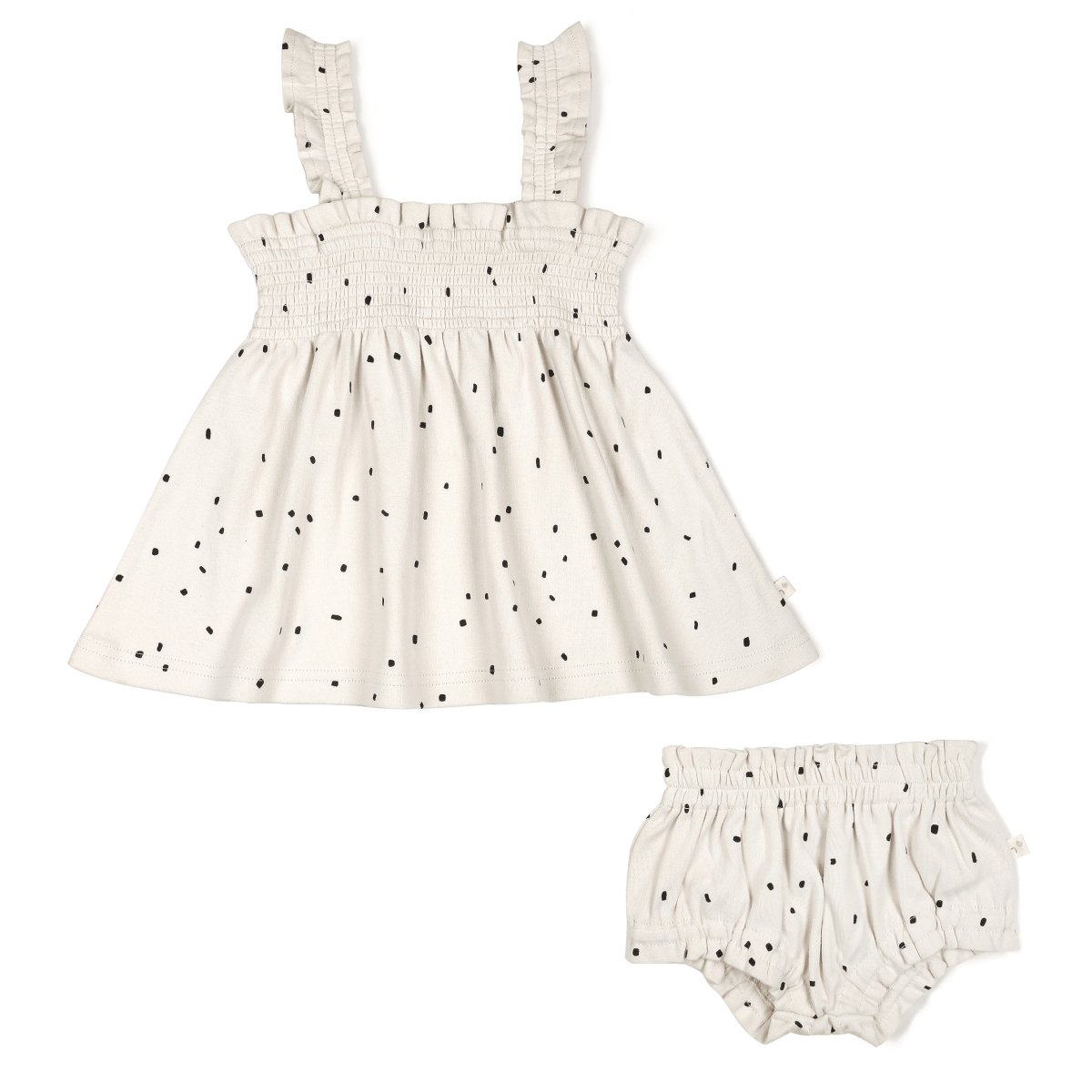 Organic Baby Girls Smocked Dress - Pixie Dots