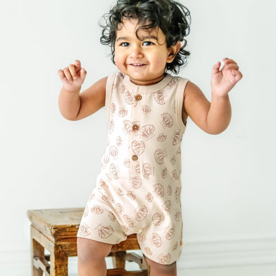 Organic Baby Short Romper - Seashells