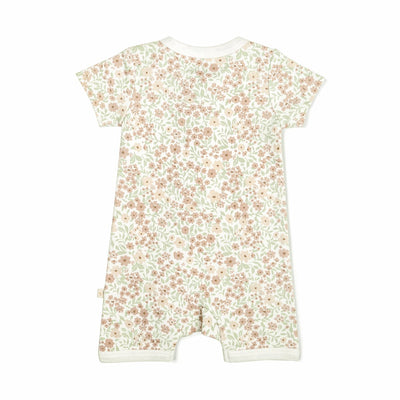 Organic Baby Short Zip Romper - Summer Floral