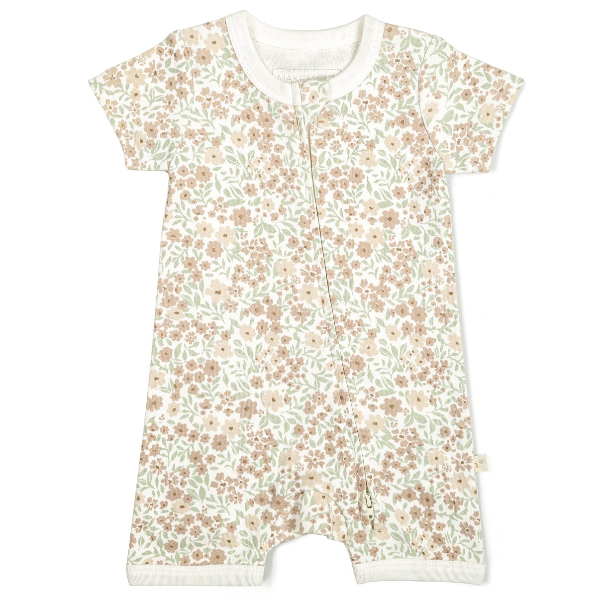 Organic Baby Short Zip Romper - Summer Floral