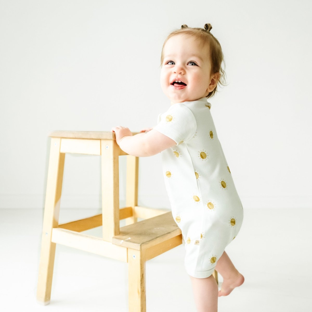 Organic Baby Short Zip Romper - Sunshine