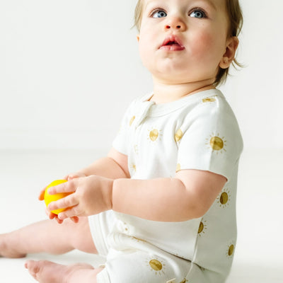 Organic Baby Short Zip Romper - Sunshine