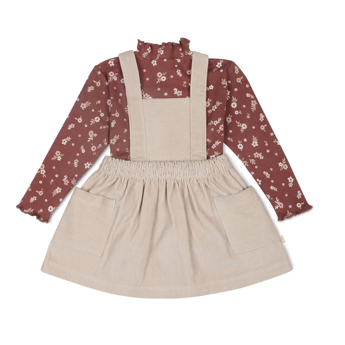 Organic Corduroy Pinafore Dress - Oat