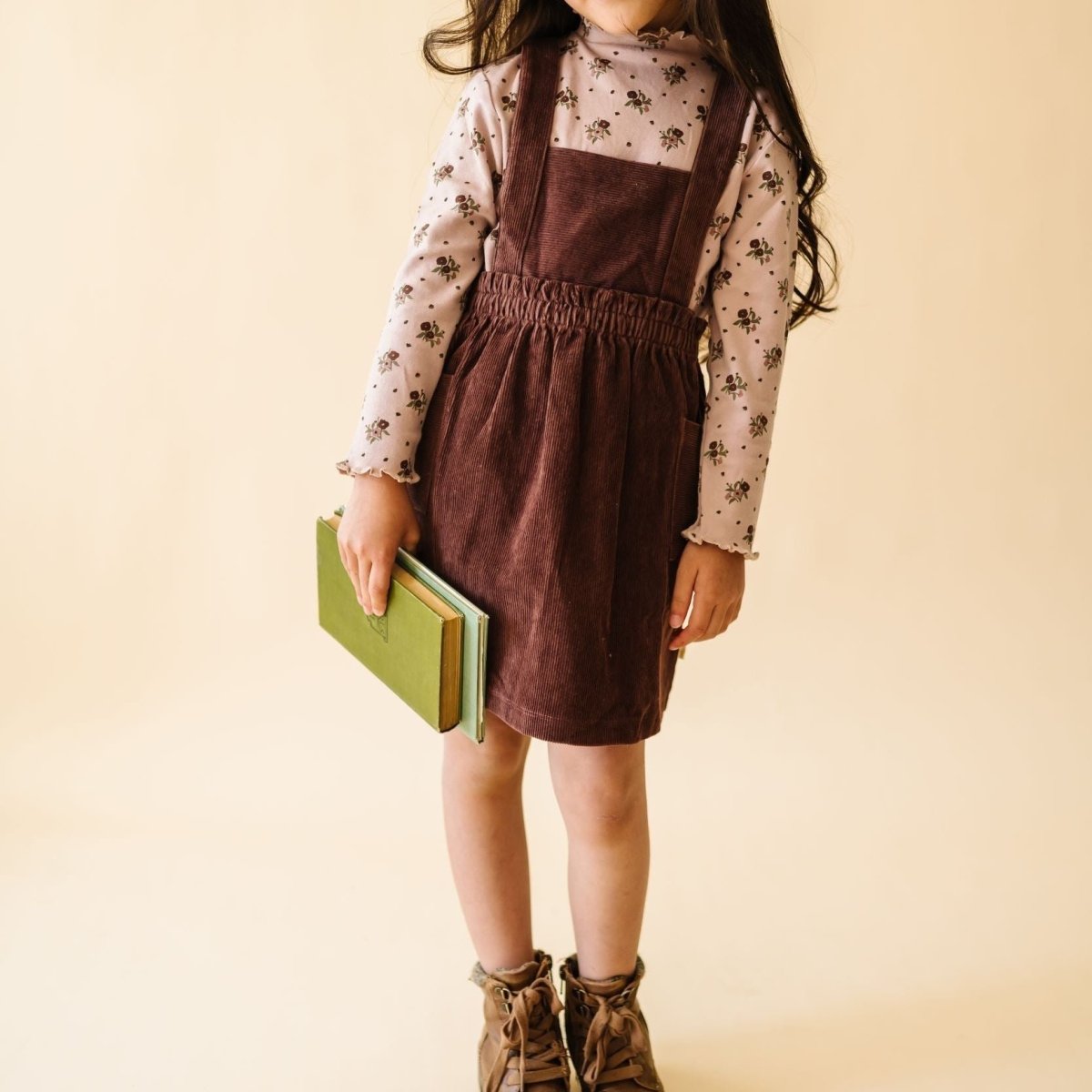 Organic Corduroy Pinafore Dress - Plum