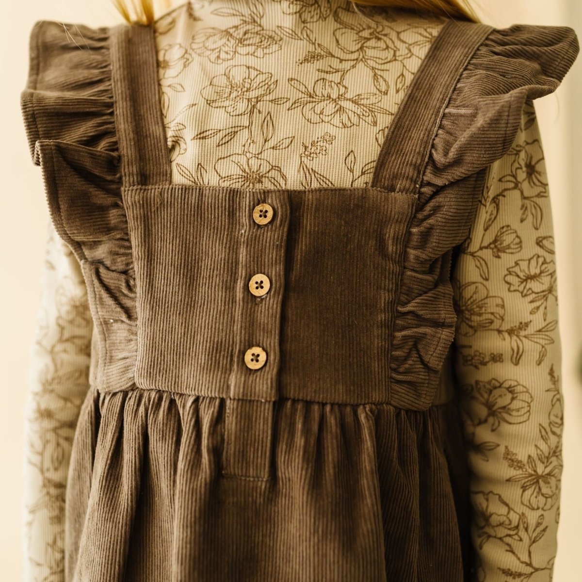 Organic Corduroy Ruffle Dress - Espresso