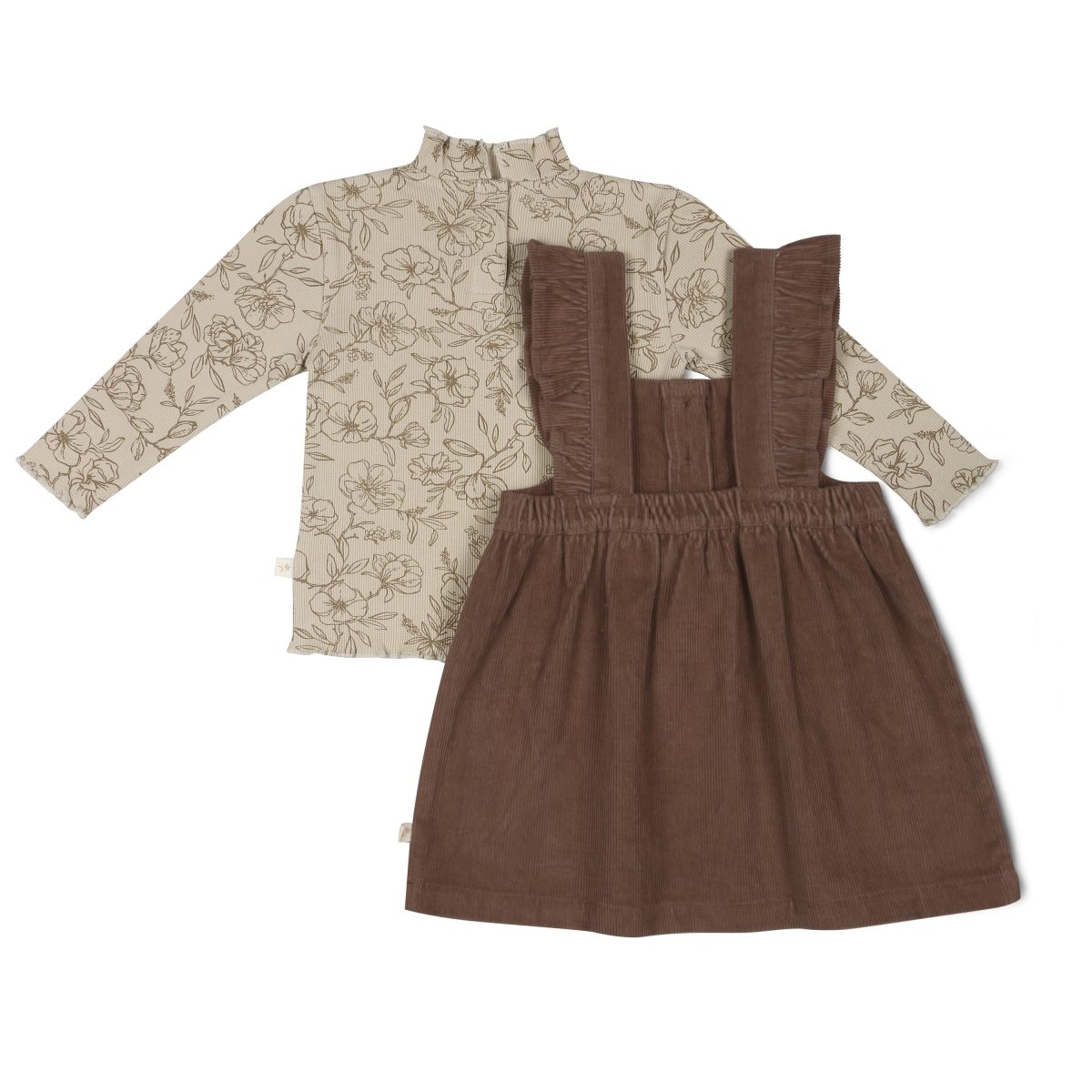 Organic Corduroy Ruffle Dress - Espresso