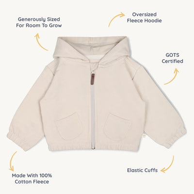 Organic Fleece Hooded Jacket - Oat