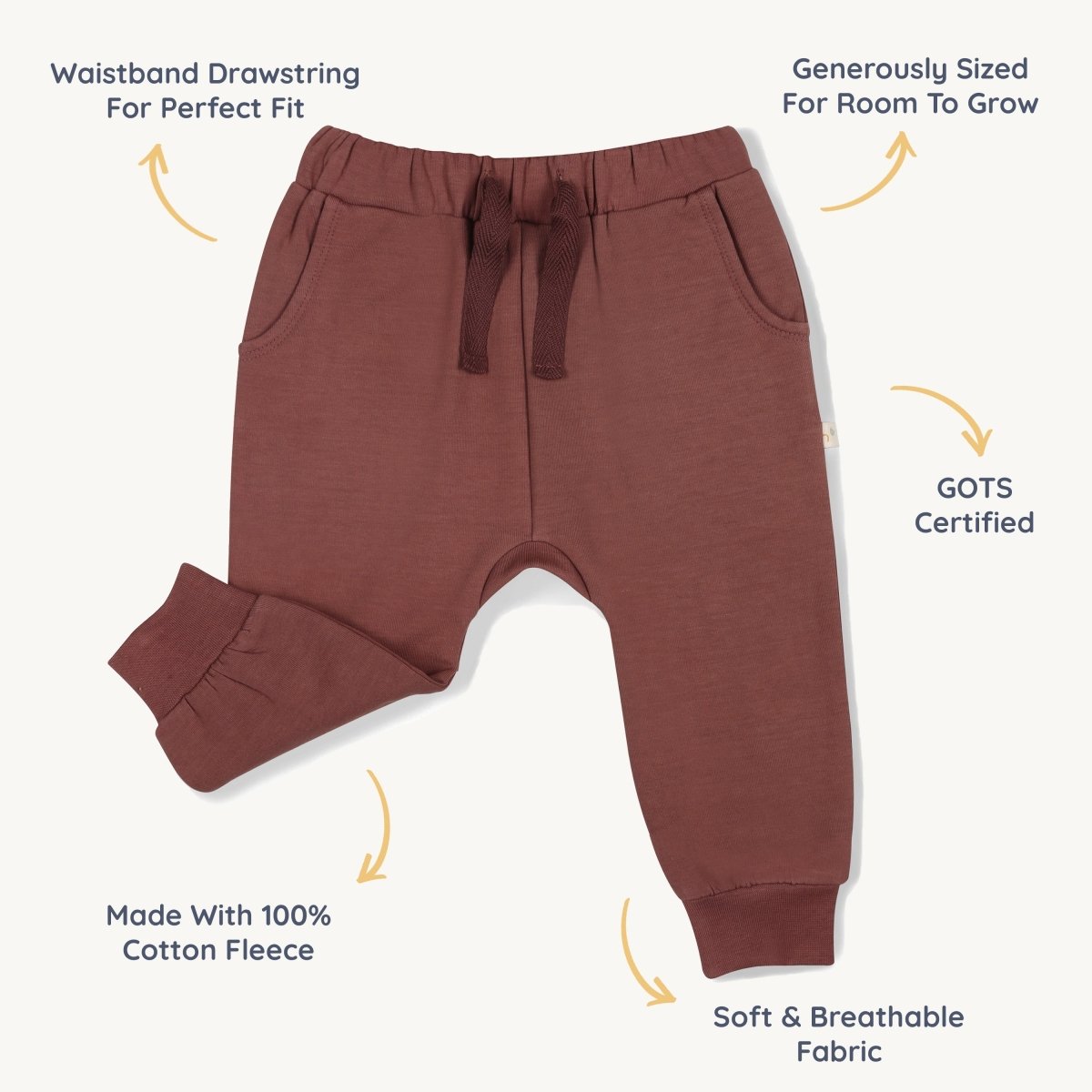 Organic Fleece Jogger Pants - Plum